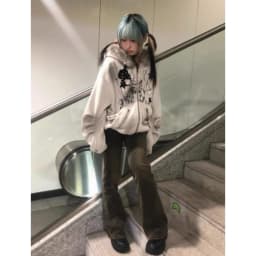 Subculture Faux Coats Women Graphic Jacket Hooded Fleece Fur Hoodie Edgy American Retro Street Style Y2K Fashion Top Sweatshirt