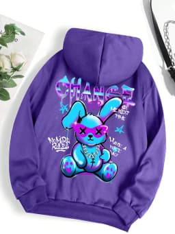 Trendy Rabbit Cartoons Print Sweatshirt Female Fashion All-Match Street Hoody Crewneck Casual Hoodies Pullover Oversize Clothing