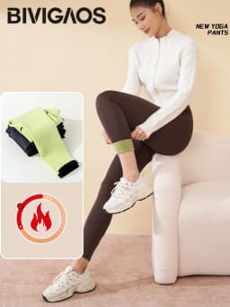 2025 New Autumn Winter Green Fleece Warm Leggings Women High Waisted Elastic Velvet Thick Sports Fitness Yoga Leggings