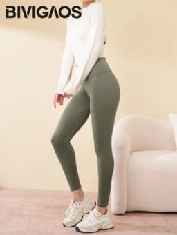 2025 New Autumn Winter Green Fleece Warm Leggings Women High Waisted Elastic Velvet Thick Sports Fitness Yoga Leggings
