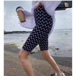 High Waist Slim Fit Women's Leggings Moon Print Streetwear Sexy Versatile Five Part Wear Outside Short Pants