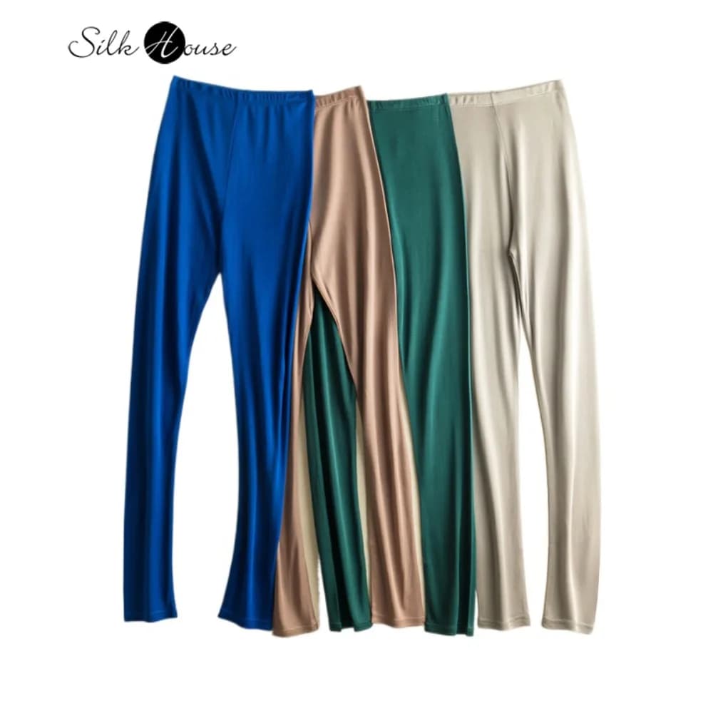 2025 Women's Fashion Autumn and Winter Clothing 23% Natural Mulberry Silk Slim Fit Breathable Hip Lifting Elastic Leggings