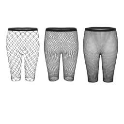 Sexy Women Adults Fishnet Mesh See Through High Waisted Knee Length Legging Half Pants for Legging Pants Nightwear
