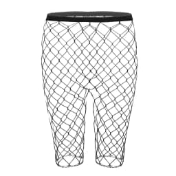 Sexy Women Adults Fishnet Mesh See Through High Waisted Knee Length Legging Half Pants for Legging Pants Nightwear