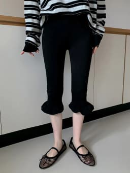 Arnapan Feminine Floral Lace Trim Slim Fit Base Layer Pants High Waist Cotton Blend Korean Style Casual High Butt Lifting