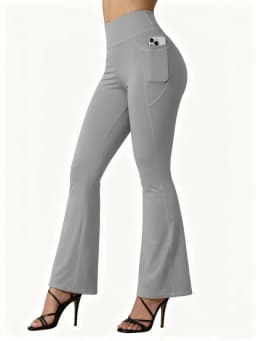 High Waisted Flared Yoga Leggings Women Butt Lifting with Pocket Design Wide Leg Leggings Running Tights Plus Size Gym Pants