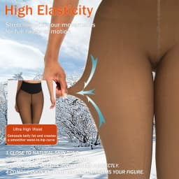 One Seam Fleece Lined Tights Fake Translucent Pantyhose Skin Tone Thermal Leggings Sheer Tights One Line Warm Base Layer