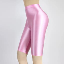 MJINM Silky Oily Skinny Sports Shorts for Women, Glossy Underwear, Cycling Pants, Bodybuilding, Thin, Tight, Five Point