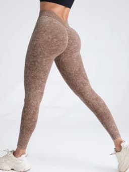 Frosted Water Wash Back V Waist Peach Hip Yoga Pants for Women Outdoor Sport Fitness Running Cycling Workout Tight Leggings