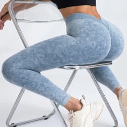 Frosted Water Wash Back V Waist Peach Hip Yoga Pants for Women Outdoor Sport Fitness Running Cycling Workout Tight Leggings