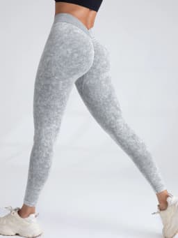 Frosted Water Wash Back V Waist Peach Hip Yoga Pants for Women Outdoor Sport Fitness Running Cycling Workout Tight Leggings