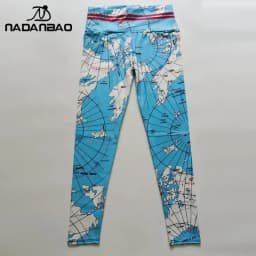 NADANBAO Woman Map Printed Leggings High Waist Skinny Trousers Lady Sporty Workout Pants Female Outdoor Running Riding Bottom