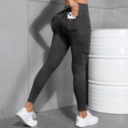Women High Waist Yoga Gym Cargo Pocket Pant Fashion Tummy Control Athletic Pants Skinny Stretch Streetwear Sport Leggings