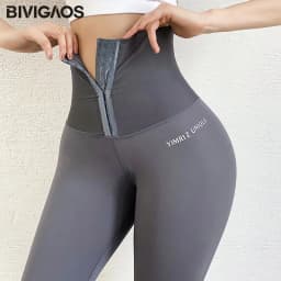 BIVIGAOS High Waist Trainer Breasted Fitness Leggings Women Sexy Body Shaper Slimming Belt Workout Leggings Running Sports Pants