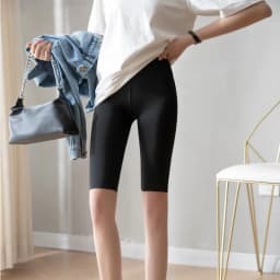 High Waist Five Inch Shark Skin Women's Summer Thin Elastic Yoga Riding Pants Abdomen Inverter Hip Large Size Base Layer Pants