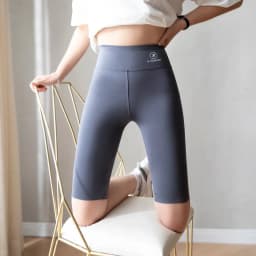 High Waist Five Inch Shark Skin Women's Summer Thin Elastic Yoga Riding Pants Abdomen Inverter Hip Large Size Base Layer Pants