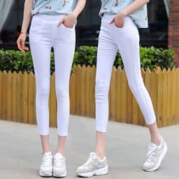 High Waist Thin White Women's Base Layer Pants Summer Slim Fit Seven Nine Leggings Orange Ni Brand Affordable Fashion