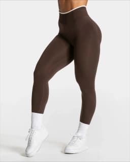 Women's Seamless Sports Leggings White Edge Waist Tight High Waist Hip Lifting Yoga Pants Gym Running Exercise Solid Color Pants