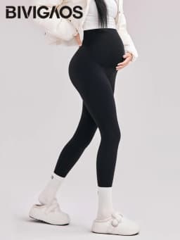 BIVIGAOS Autumn New Maternity Leggings Women Outerwear High Waist Abdominal Support Leggings Slim Fit Slimming Pregnant Clothing