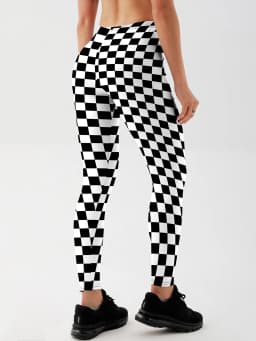 Fashion Women Squares Printed Leggings For Fitness High Waist Gym Legging Workout Women Black&white&Green Printed Leggings