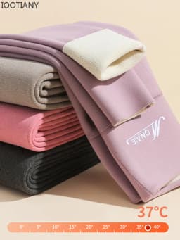 IOOTIANY Winter Leggings High Waist Women's Thermal Velvet Leggings Thicken Warm Pants Slimming Tights With Fleece Stretch Thick
