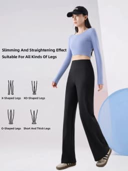 High Waisted Straight Leg Yoga Pants for Women Naked Feeling Butt Lifting Loose Fit Workout Trousers Slimming Gym Pants