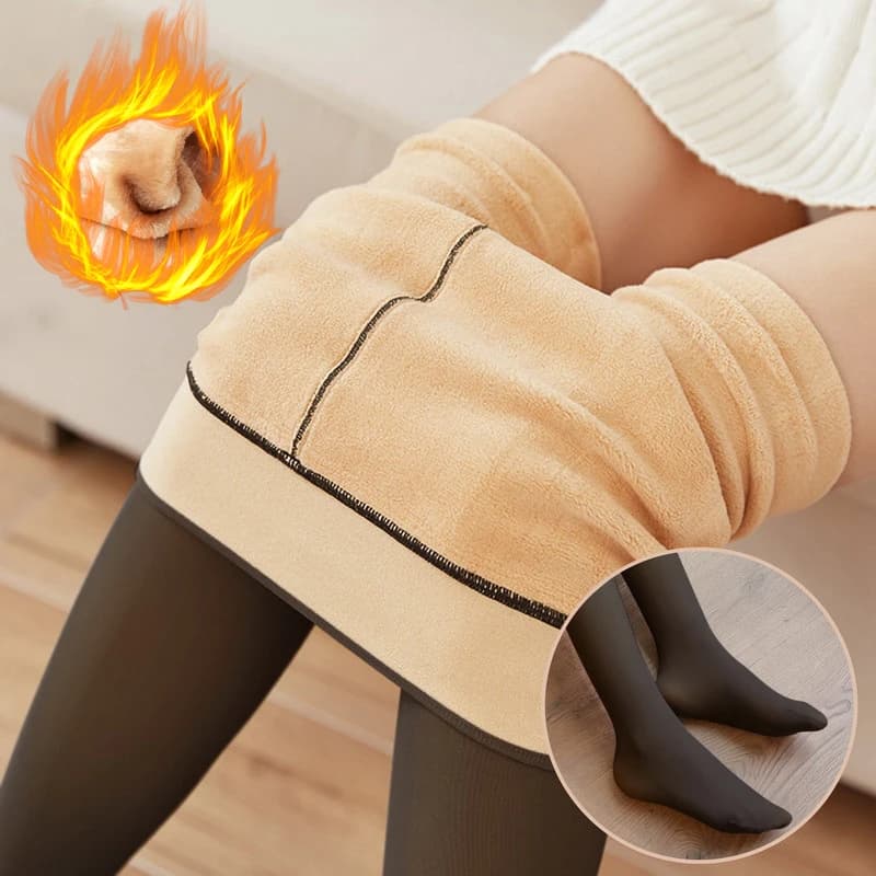 Woman Thermal Tights Sexy Translucent Fleece Leggings Pantyhose Slim Winter Warm Thick Velvet Stockings Female Streetwear Pant