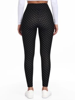 Women Dot Print Fleece Leggings High Waist Thermal Winter Warm Tights Solid Stretchy Casual Pants Female Streetwear Jogger