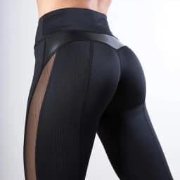 Women's High Waisted Sexy Mesh Panels Yoga Leggings Gym Workout Running Leggings Breathable Fashion Slim Elastic Leggings