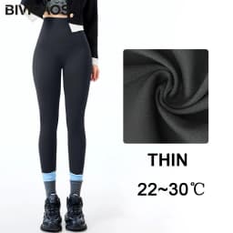 BIVIGAOS Fall Winter Multi Thickness Leggings Women High Waist Velvet Thick Sharkskin Warm Leggings Butt Lifter Fleece Leggings
