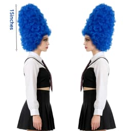 Anime Cos Blue Tall Tube Afro Wig Marge Simpson Same Style Beehive Hair High Temperature Fiber Wig For Halloween Party Role Play