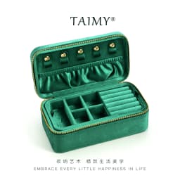 TAIMY Double Layer Jewelry Box Velvet Portable Jewelry Ring Necklace Bracelet Storage Box Custom Logo Jewellery Organizer Gifts