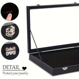 100 groove ring box box box box display box, ring holder storage box for jewelry display with glass cover