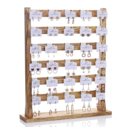 Charcoal Fired Solid Wood Hook Earring Holder Storage Earring Cardboard Jewelry Holder 4/5/6Layers Capacity Earring Holder