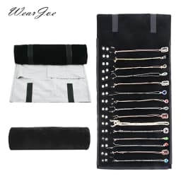 Luxury Velvet Chain Jewelry Storage Roll Bag Pendant Necklace Organizer Pouch Watch Bracelet Display Holder Travel Case Portable