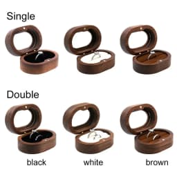 Oval Wooden Jewelry Box Ladies Lover Ring Display Box Engagement Wedding Couples Ring Storage Holder Love Gift Bead Case