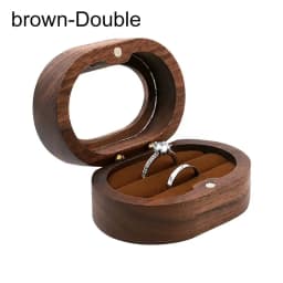 Oval Wooden Jewelry Box Ladies Lover Ring Display Box Engagement Wedding Couples Ring Storage Holder Love Gift Bead Case