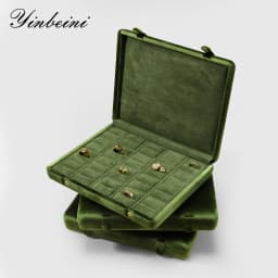 Yinbeini Velvet Jewelry Storage Case Ring Earring Pendant Display Organizer Large Space Packing Box for Collection XB006