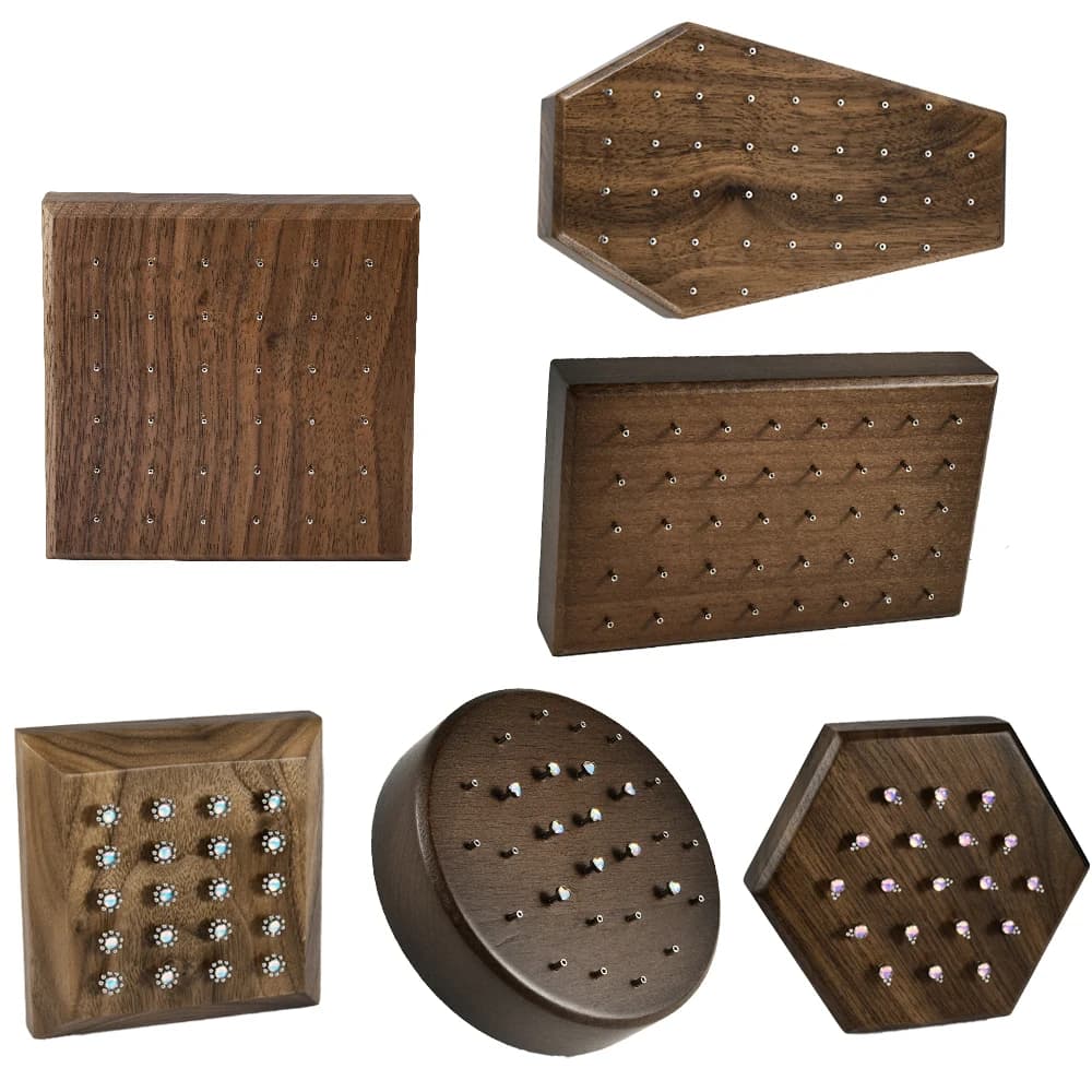Solid Wood Stand Labret Dermal Anchor Body Piercing Jewelry Top Display Seller Cases Display Tool with Screw Thread