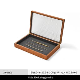 WoodTen 12/24 Grid Wooden Jewelry Box Ring Necklace Bracelet Display Case Jewelry Storage Box Jewelry Organizer Case For Women