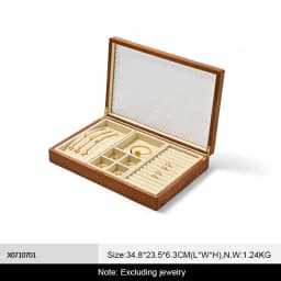WoodTen 12/24 Grid Wooden Jewelry Box Ring Necklace Bracelet Display Case Jewelry Storage Box Jewelry Organizer Case For Women