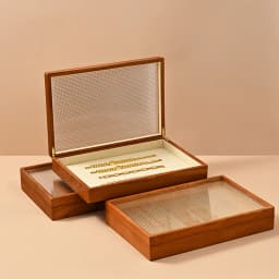 WoodTen 12/24 Grid Wooden Jewelry Box Ring Necklace Bracelet Display Case Jewelry Storage Box Jewelry Organizer Case For Women