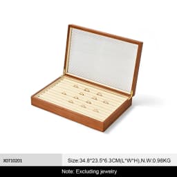 WoodTen 12/24 Grid Wooden Jewelry Box Ring Necklace Bracelet Display Case Jewelry Storage Box Jewelry Organizer Case For Women