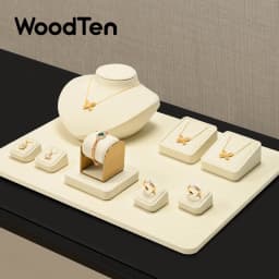WoodTen Beige Jewelry Display Prop for Ring Bracelets Portrait Chest Necklaces Store Exhibition Microfiber Jewelry Display Stand