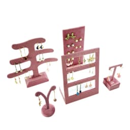 Jewelry Rack Display Pink Velvet Cloth Window Necklace RingJewelry Exhibitor Props High-End Display Props Free Combination