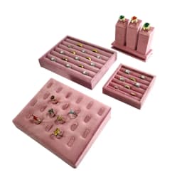 Jewelry Rack Display Pink Velvet Cloth Window Necklace RingJewelry Exhibitor Props High-End Display Props Free Combination