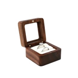 1PC 2025 Heart Shape Walnut Wooden Box Jewelry Box Display Box Engagement Wedding Couples Ring Storage Holder Gifts Case