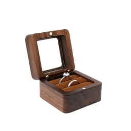 1PC 2025 Heart Shape Walnut Wooden Box Jewelry Box Display Box Engagement Wedding Couples Ring Storage Holder Gifts Case