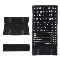 Portable Large Travel Jewelry Roll Bag Pendant Necklace Bracelet Chain Storage Carrying Case Watch Bangle Ring Earring Organizer