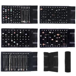 Portable Large Travel Jewelry Roll Bag Pendant Necklace Bracelet Chain Storage Carrying Case Watch Bangle Ring Earring Organizer